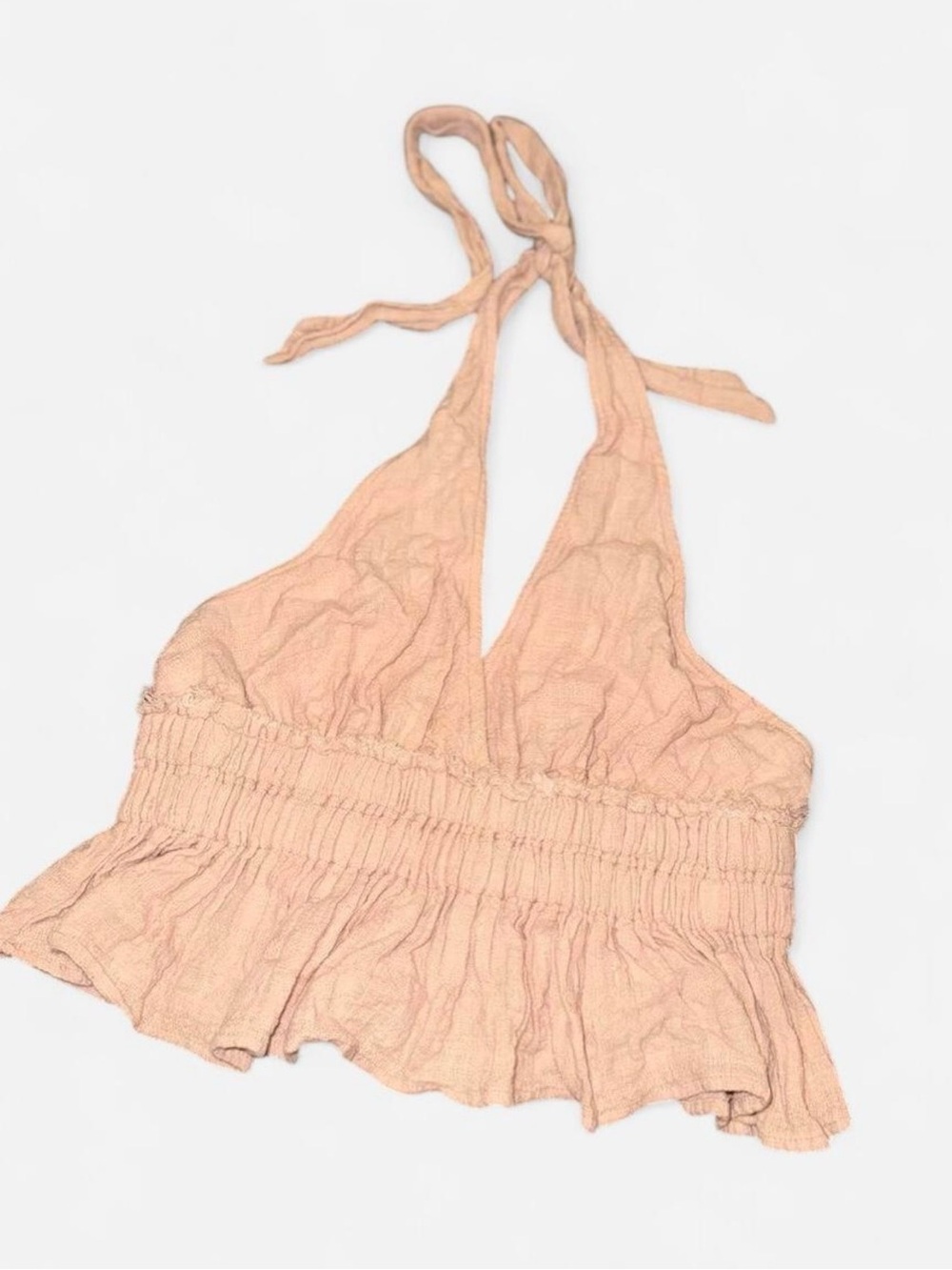 Halter Ruffle crop Top in Blush Pink small
